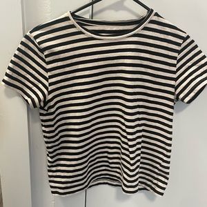 Everlane - Organic Cotton Box Cut Tee - Bone/Black Stripe